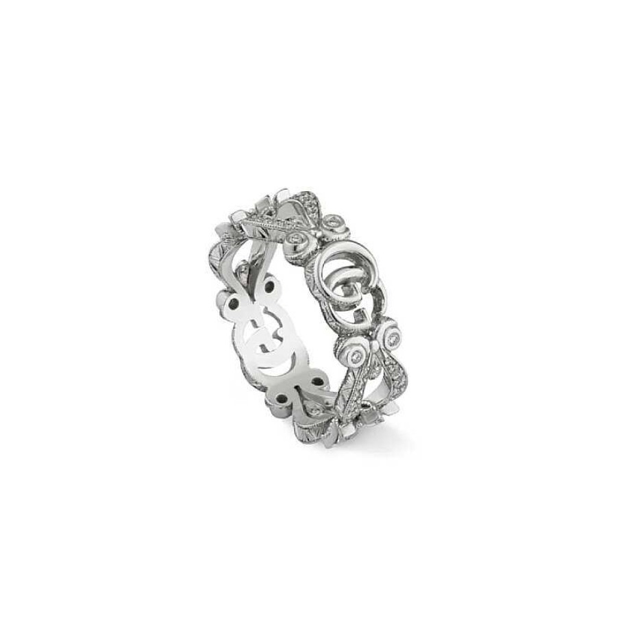 Bagues Gucci | Bague Gucci Flora En Or Blanc Et Diamants, Taille 52