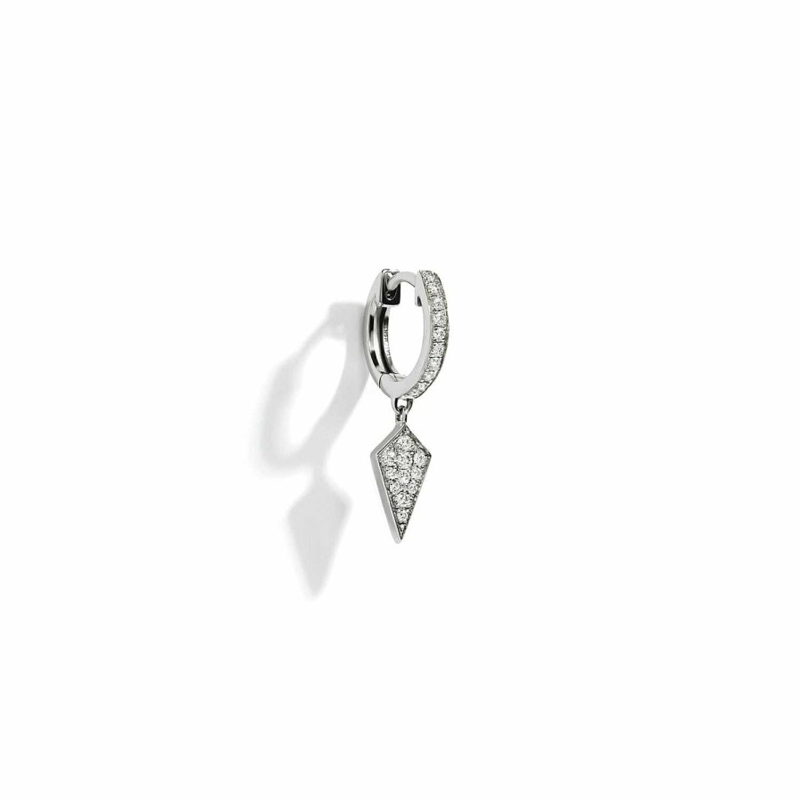 Boucles D'Oreilles Statement | Mono Boucle D'Oreille Petite Cr Ole Statement Stairway En Argent Rhodi Et Diamants