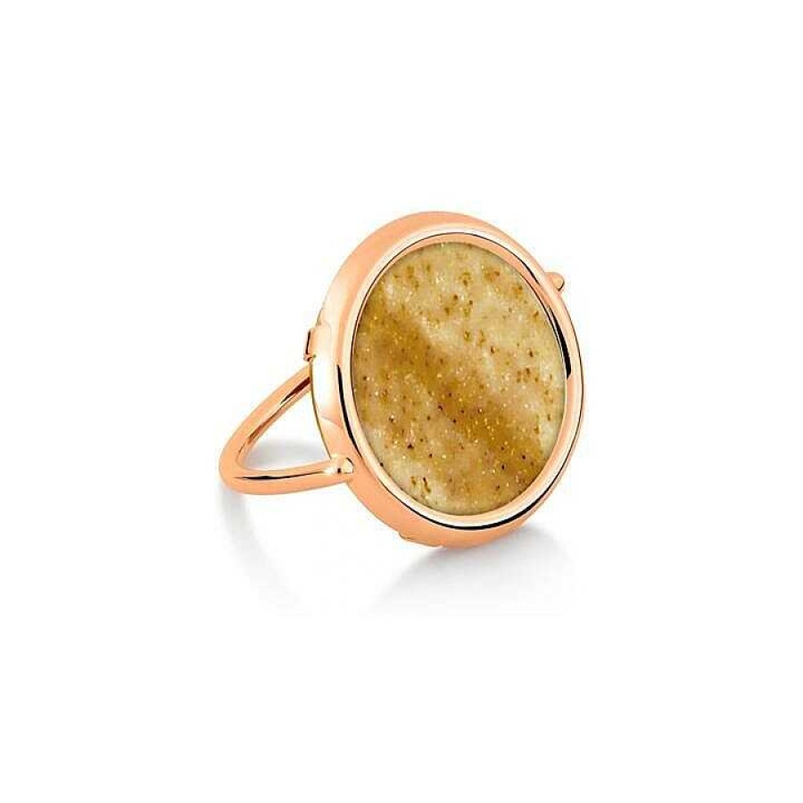 Bagues Ginette NY | Bague Ginette Ny Disc Ring En Or Rose Et Jaspe