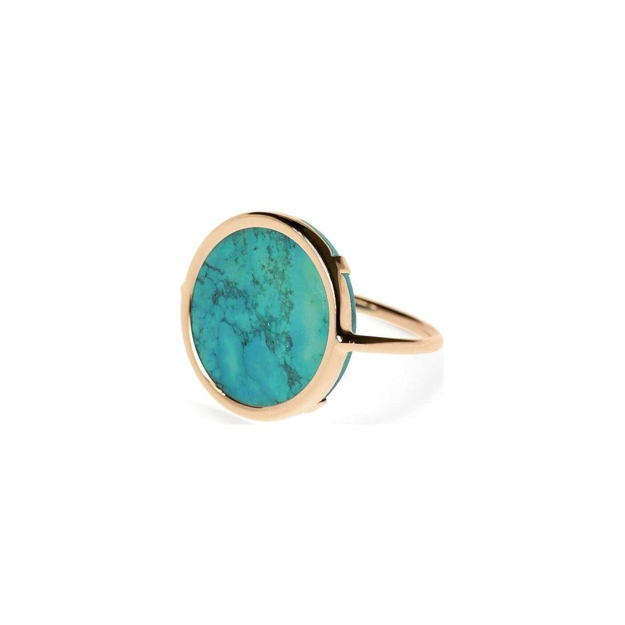 Bagues Ginette NY | Bague Ginette Ny Disc Rings En Or Rose Et Turquoise Trait E