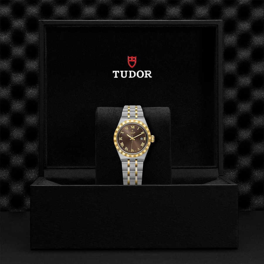 Montres Femme TUDOR | Montre Tudor Royal Bo Tier En Acier, 28 Mm, Lunette En Or Jaune