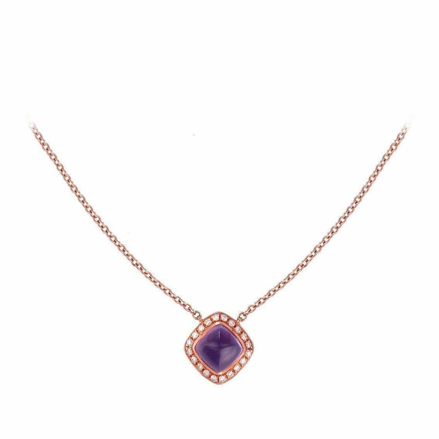 Colliers FRED | Collier Fred Pain De Sucre En Or Rose, Diamant Et Am Thyste