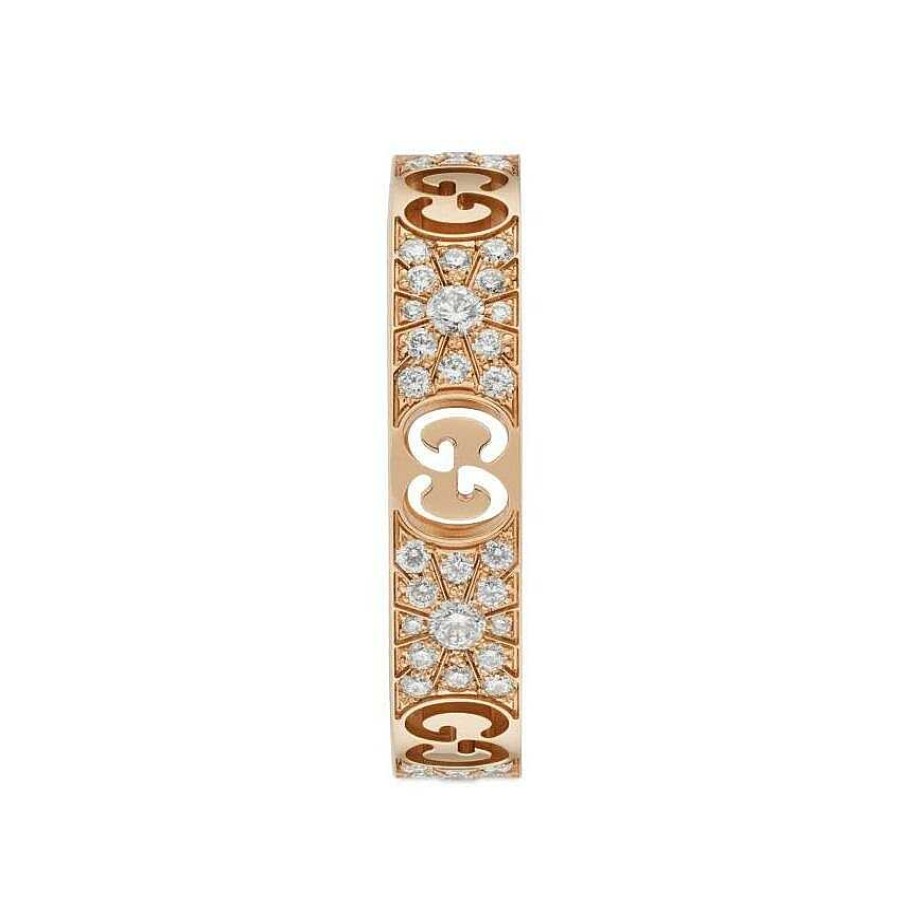 Bagues Gucci | Bague Gucci Icon En Or Rose Et Diamants, Taille 52