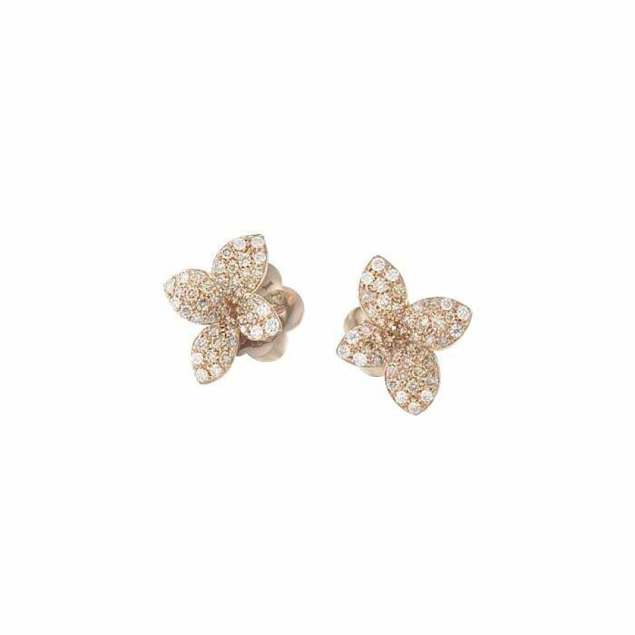 Boucles D'Oreilles Pasquale Bruni | Boucles D'Oreilles Pasquale Bruni Petit Garden En Or Rose Et Diamants Blancs & Champagnes