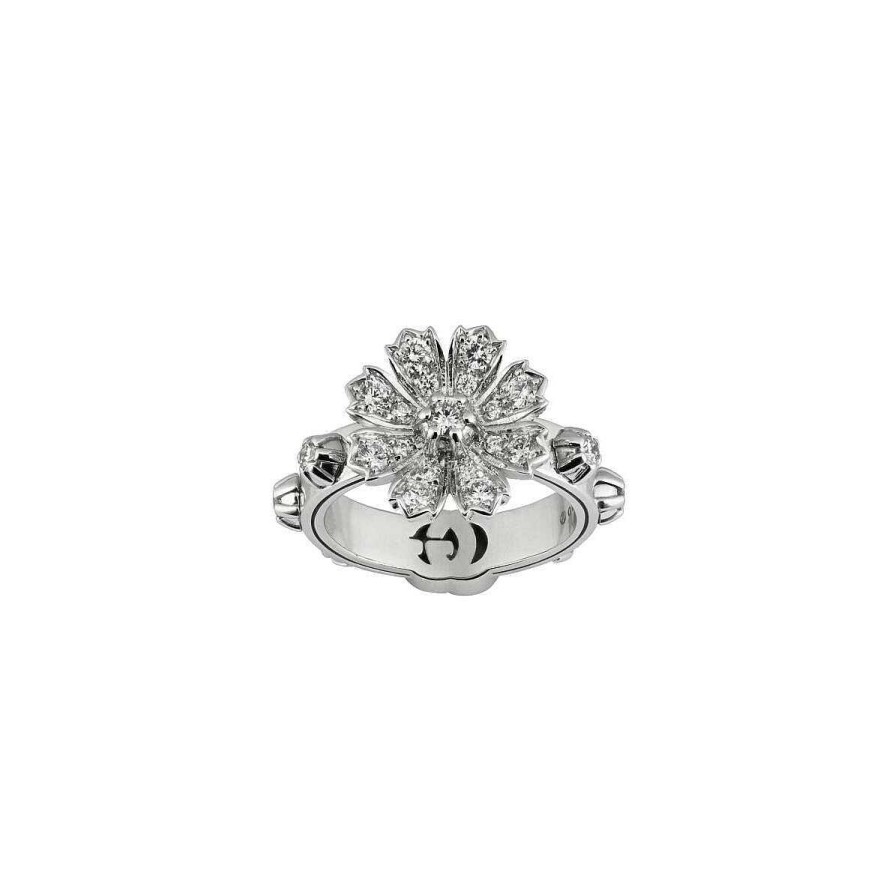 Bagues Gucci | Bague Gucci Flora En Or Blanc Et Diamants