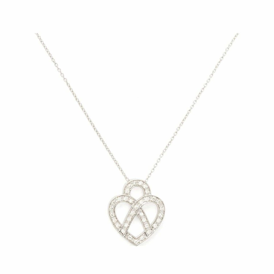 Colliers Poiray | Collier Poiray Coeur Entrelac En Or Blanc