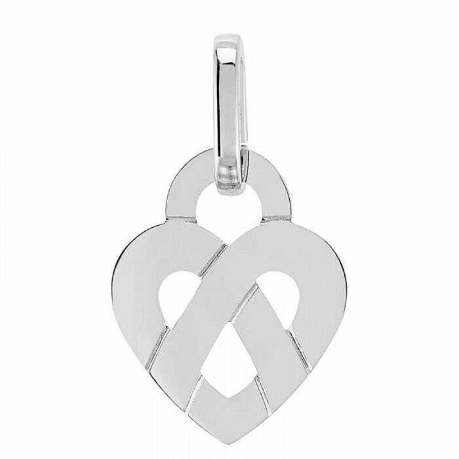 Colliers Poiray | Collier Poiray Coeur Entrelac Petit Mod Le En Or Blanc