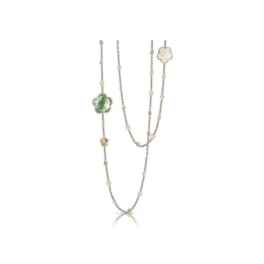 Colliers Pasquale Bruni | Collier Pasquale Bruni Bon Ton En Or Rose, Prasiolite, Quartz Et Diamants