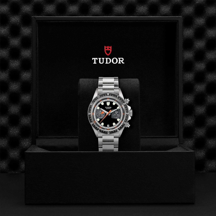 Montres Homme TUDOR | Montre Tudor Heritage Chrono Cadran Noir Et Gris, Bracelet En Acier