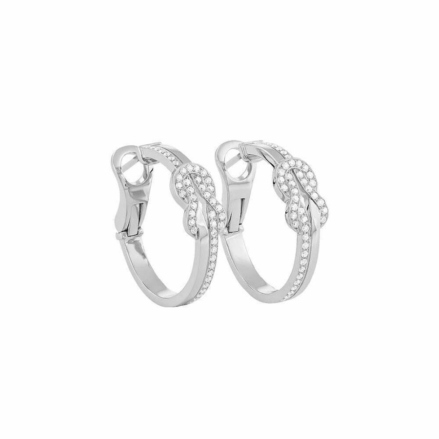 Boucles D'Oreilles FRED | Boucles D'Oreilles Fred Chance Infinie En Or Blanc, Semi Pav Es De Diamants