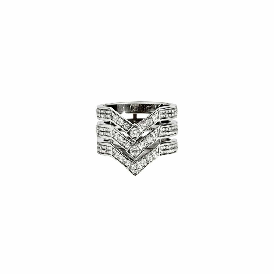 Bagues Statement | Bague Statement Stairway Trois Rangs En Argent Rhodi Et Diamants