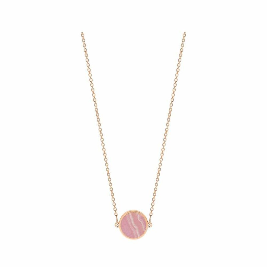 Colliers Ginette NY | Collier Ginette Ny Ever Mini Disc En Rhodocrosite Et Or Rose