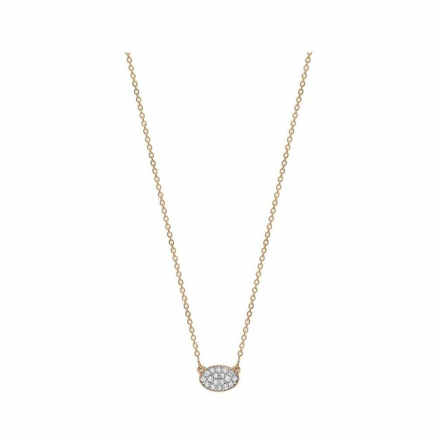 Colliers Ginette NY | Collier Ginette Ny Ellipses & Sequins En Or Rose Et Diamants