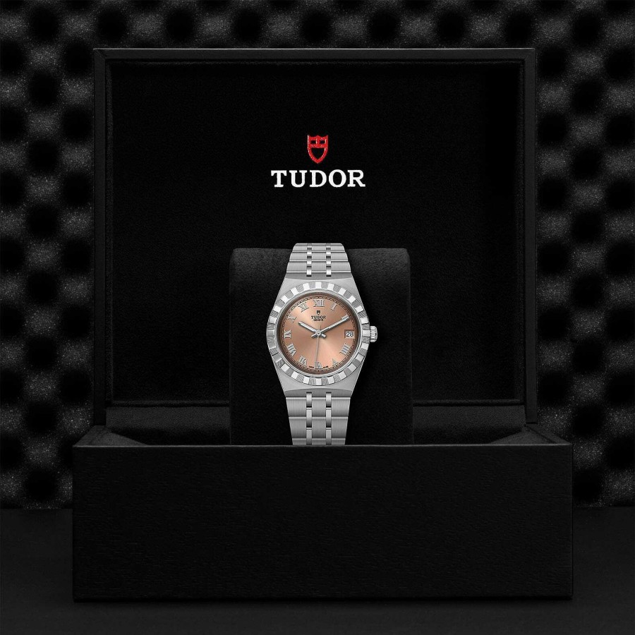 Montres Femme TUDOR | Montre Tudor Royal Bo Tier En Acier, 34 Mm, Cadran Saumon