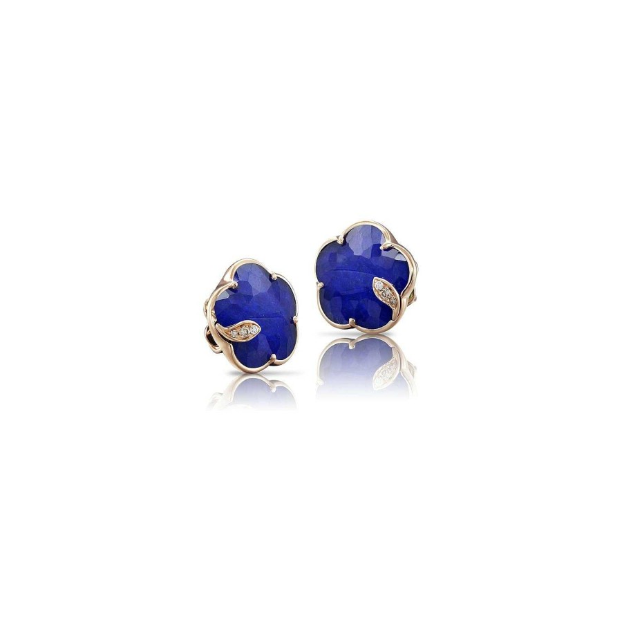 Boucles D'Oreilles Pasquale Bruni | Puces D'Oreilles Pasquale Bruni Petit Joli En Or Rose, Cristal De Roche, Lapis Lazuli Et Diamants