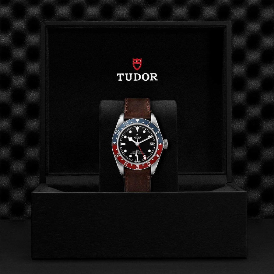 Montres Homme TUDOR | Montre Tudor Black Bay Gmt Bo Tier En Acier 41 Mm, Bracelet En Cuir Brun Terra Di Siena