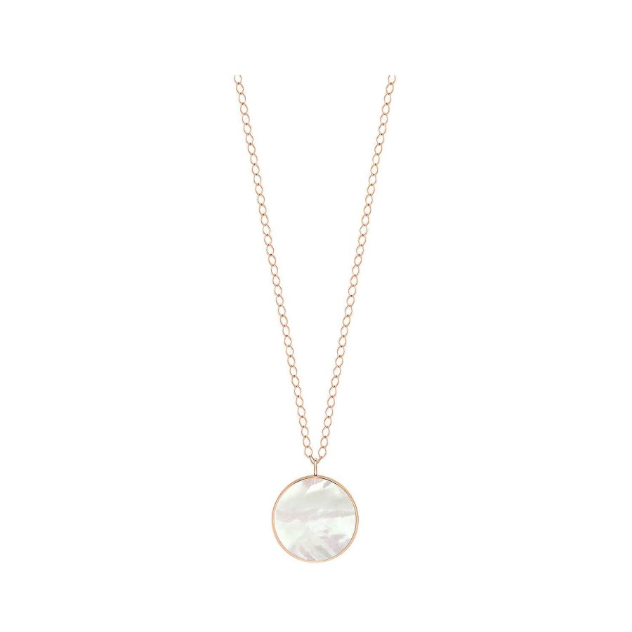 Colliers Ginette NY | Collier Ginette Ny Ever Disc Love En Or Rose Et Nacre Blanche