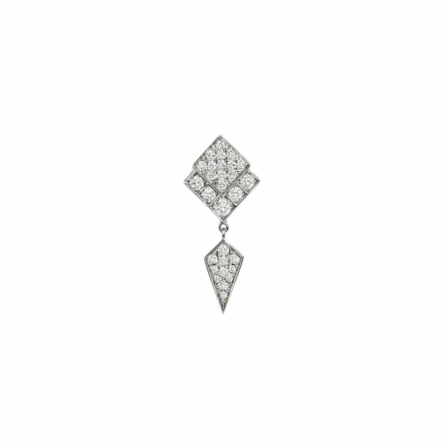 Boucles D'Oreilles Statement | Mono Boucle D'Oreille Pendante Statement Stairway En Argent Rhodi Et Diamants