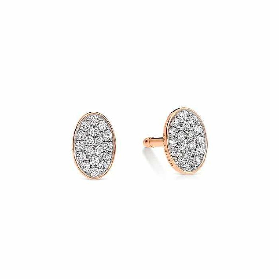 Boucles D'Oreilles Ginette NY | Boucles D'Oreilles Ginette Ny Ellipses & Sequins En Or Rose Et Diamants