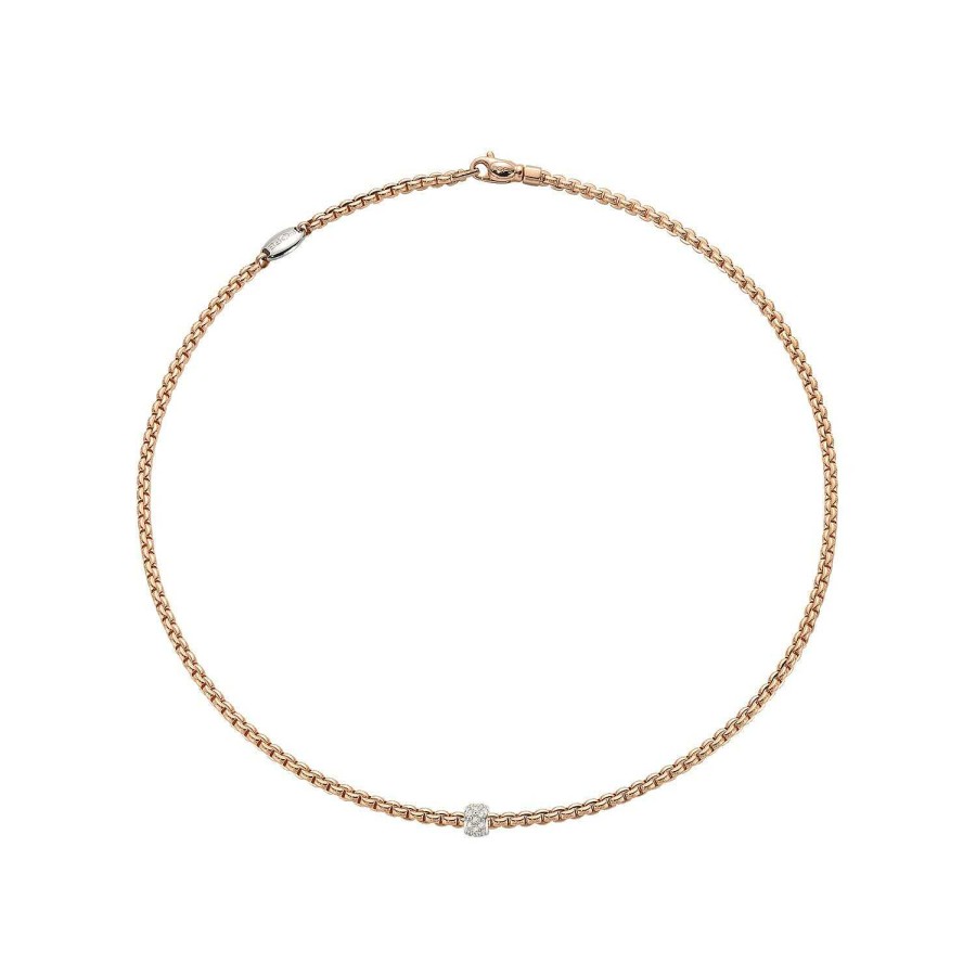 Colliers FOPE | Collier Fope Eka En Or Rose Et Pav De Diamants