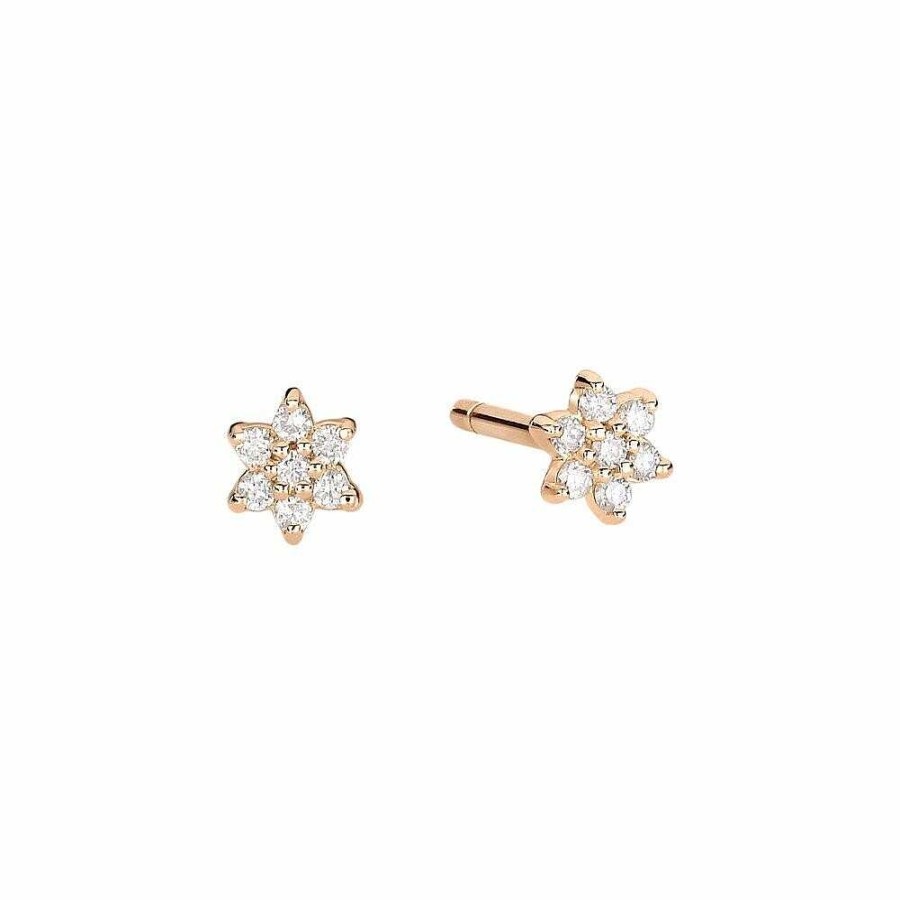 Boucles D'Oreilles Ginette NY | Boucles D'Oreilles Ginette Ny Mini Star En Or Rose Et Diamants