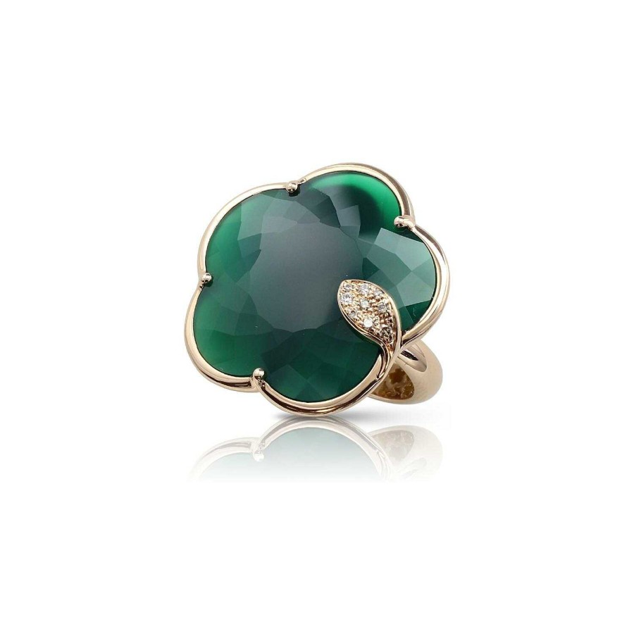 Bagues Pasquale Bruni | Bague Pasquale Bruni Ton Joli En Or Rose, Agate Verte Et Diamants