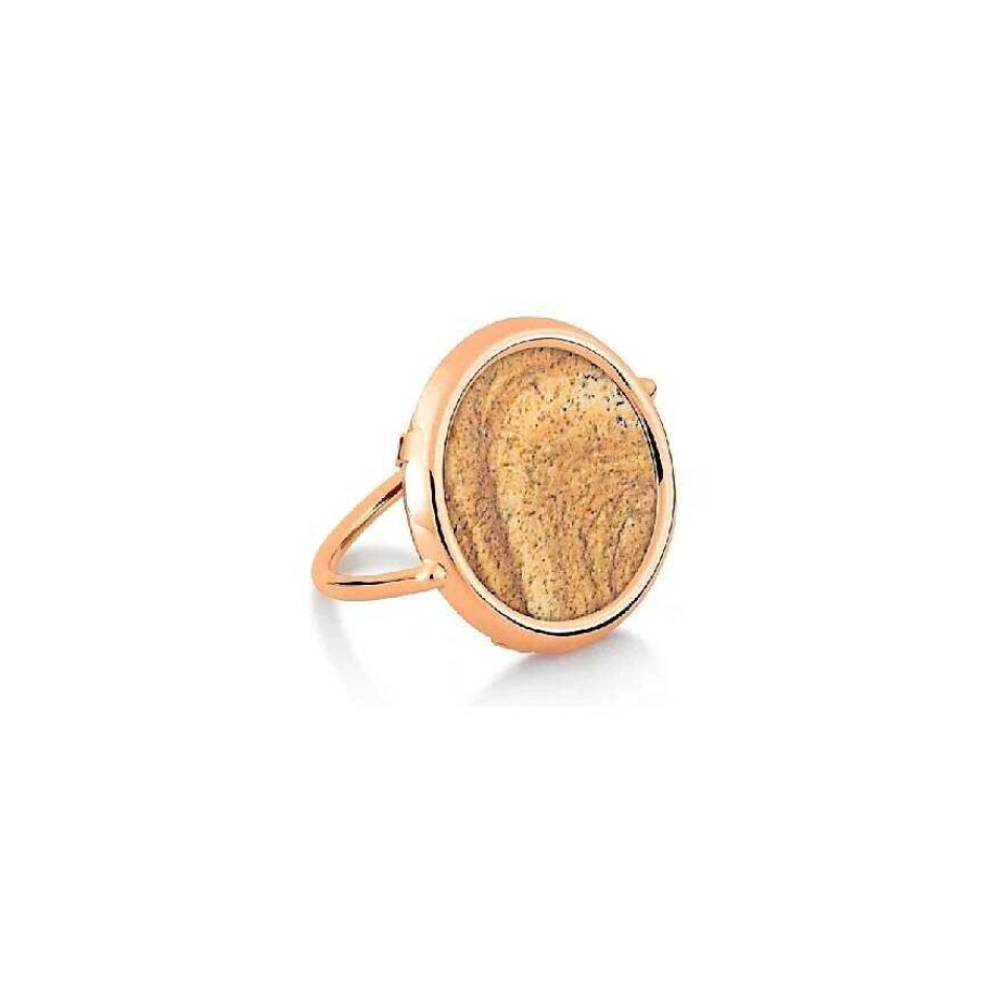 Bagues Ginette NY | Bague Ginette Ny Disc Ring En Or Rose Et Jaspe