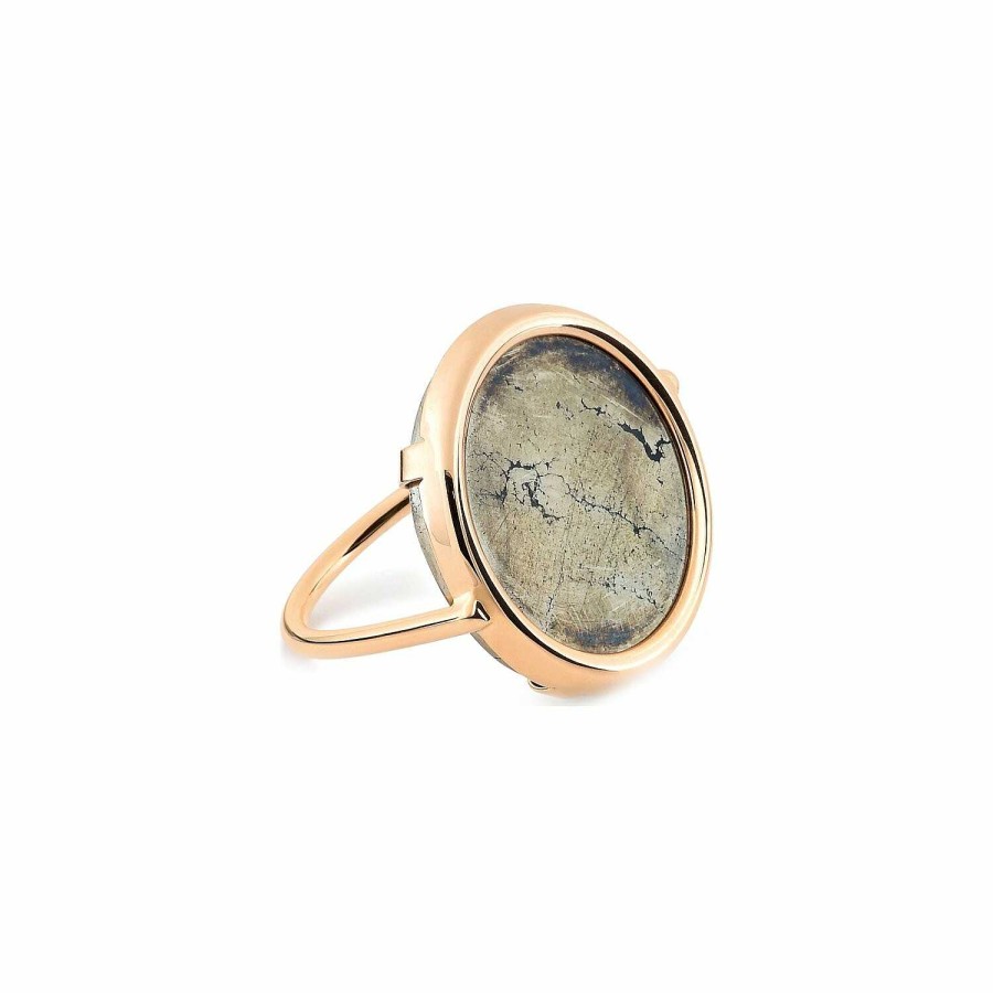 Bagues Ginette NY | Bague Ginette Ny Disc Rings En Or Rose Et Pyrite