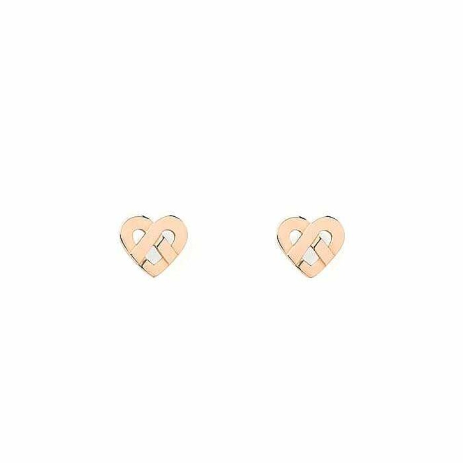 Boucles D'Oreilles Poiray | Boucles D'Oreilles Poiray Coeur Entrelac En Or Rose