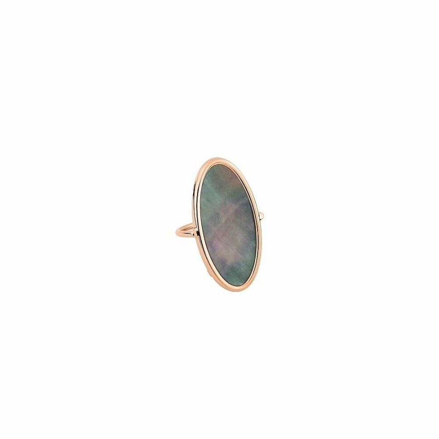 Bagues Ginette NY | Bague Ginette Ny Ellipses & Sequins En Or Rose Et Nacre