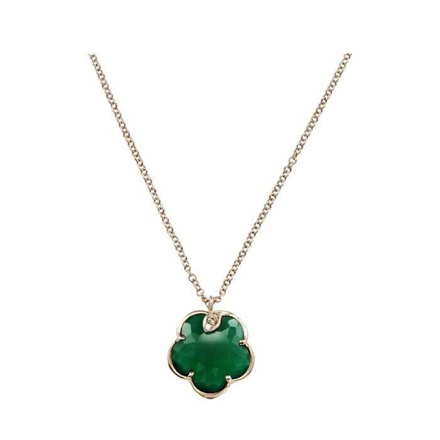 Pendentifs Pasquale Bruni | Pendentif Pasquale Bruni Petit Joli' En Or Rose, Agate Verte Et Diamants Blancs