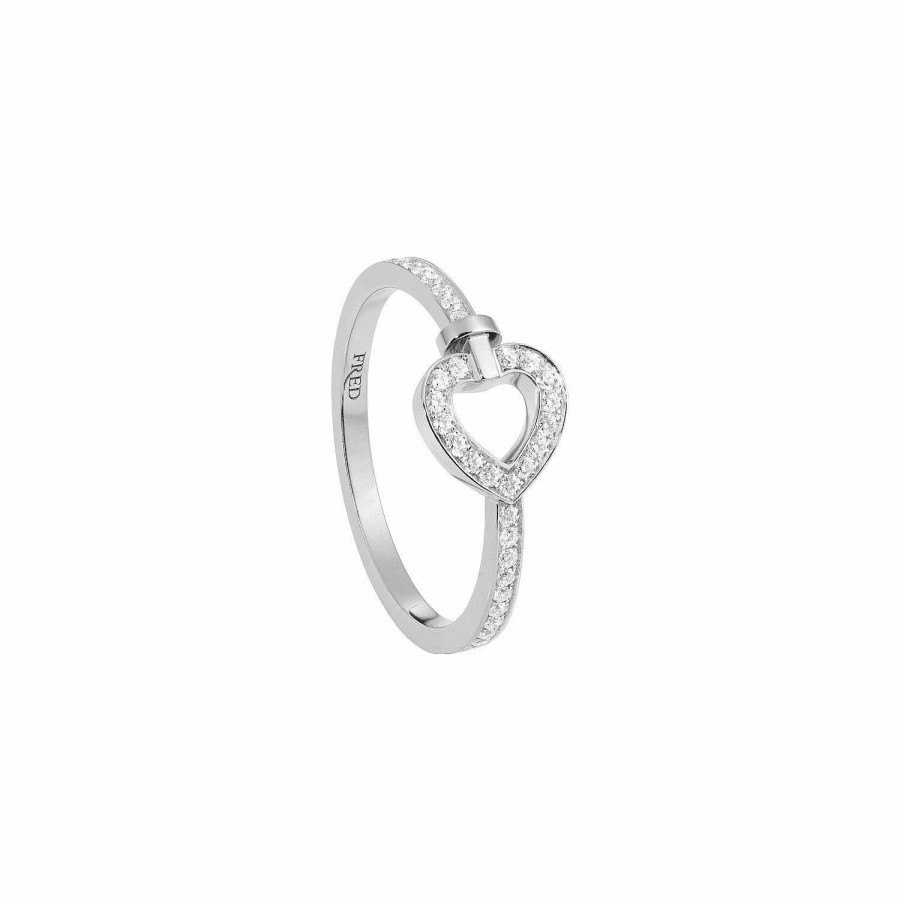 Bagues FRED | Bague Fred Pretty Woman Mini Mod Le En Or Blanc Pav De Diamants