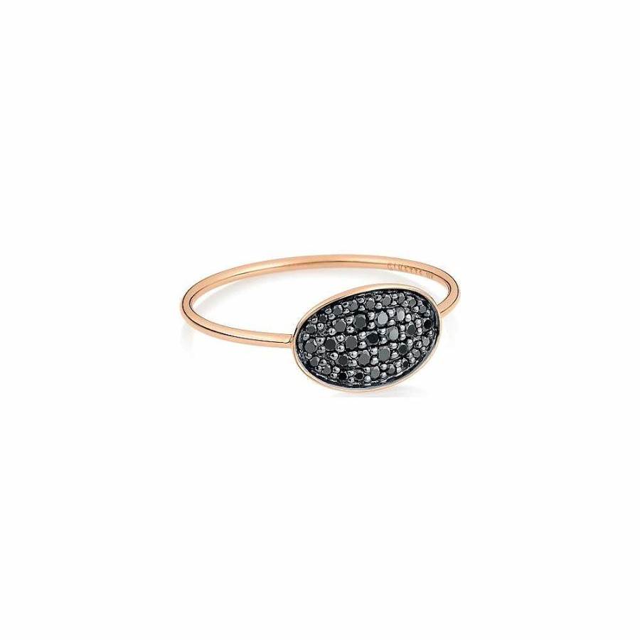 Bagues Ginette NY | Bague Ginette Ny Diamond Sequins En Or Rose Et Diamants Noirs