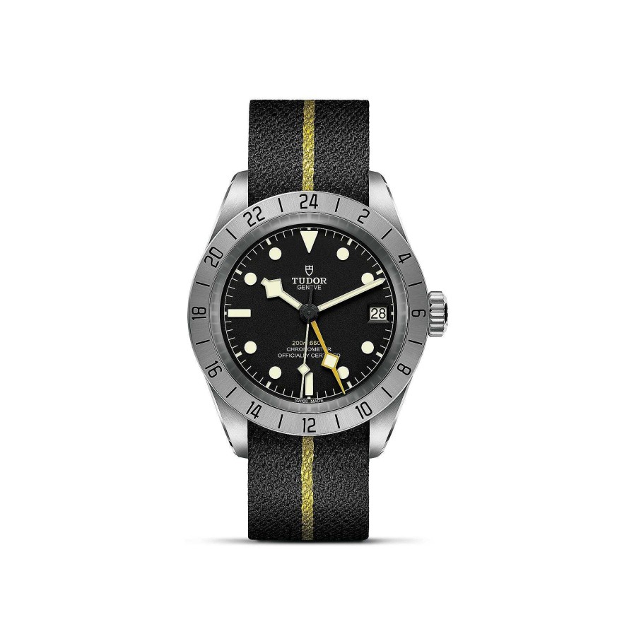 Montres Homme TUDOR | Montre Tudor Black Bay Pro Bo Tier En Acier 39 Mm, Bracelet En Tissu Noir Avec Bande Jaune