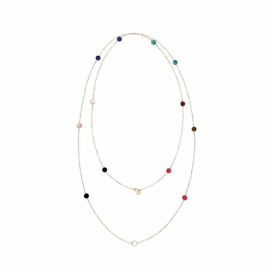 Colliers Ginette NY | Collier Sautoir Ginette Ny Ever En Or Rose Et Pierres Multicolores