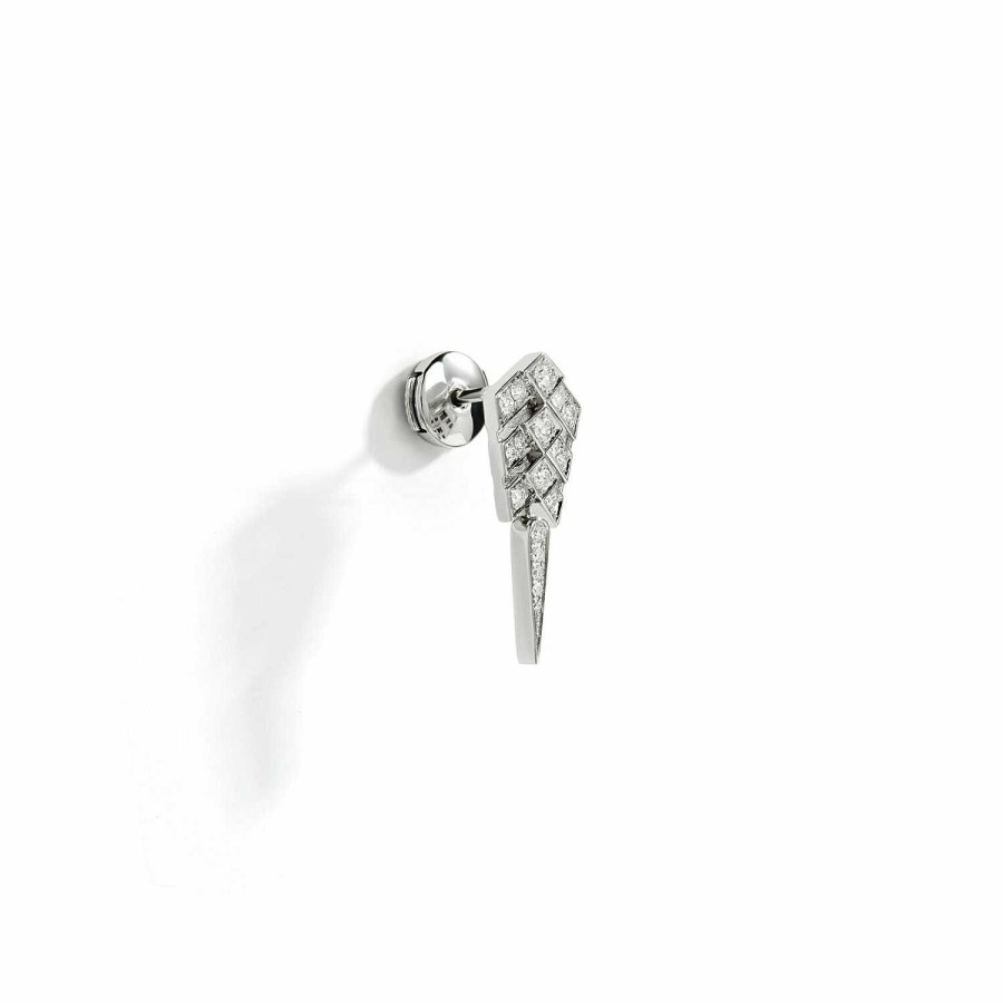 Boucles D'Oreilles Statement | Mono Boucle D'Oreille Statement Stairway En Argent Rhodi Pav E De Diamants