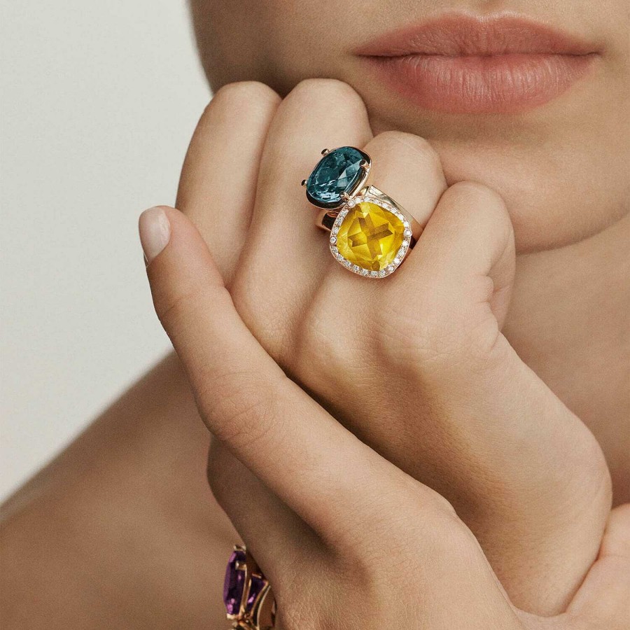 Bagues Poiray | Bague Poiray Filles Antik En Or Jaune Et Citrine