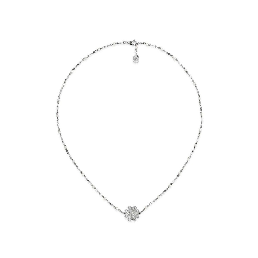 Colliers Gucci | Collier Gucci En Or Blanc, Perles Et Diamants