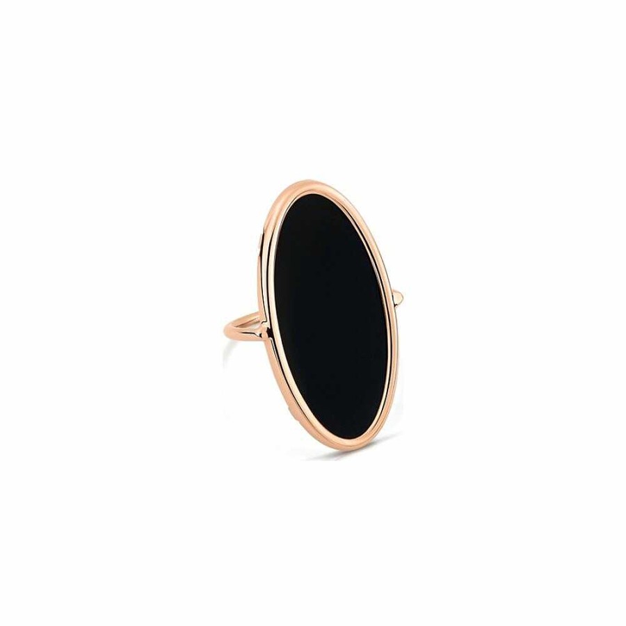 Bagues Ginette NY | Bague Ginette Ny Ellipses & Sequins En Or Rose Et Onyx