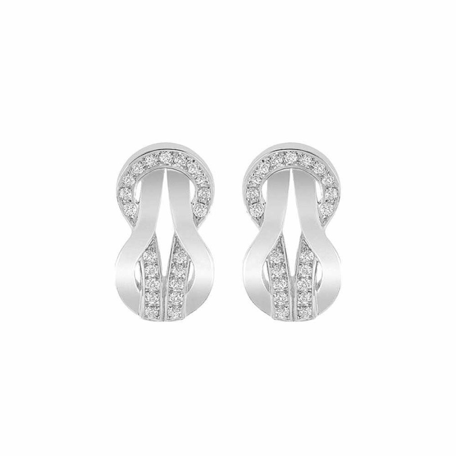 Boucles D'Oreilles FRED | Puces D'Oreilles Fred Chance Infinie En Or Blanc Et Diamants