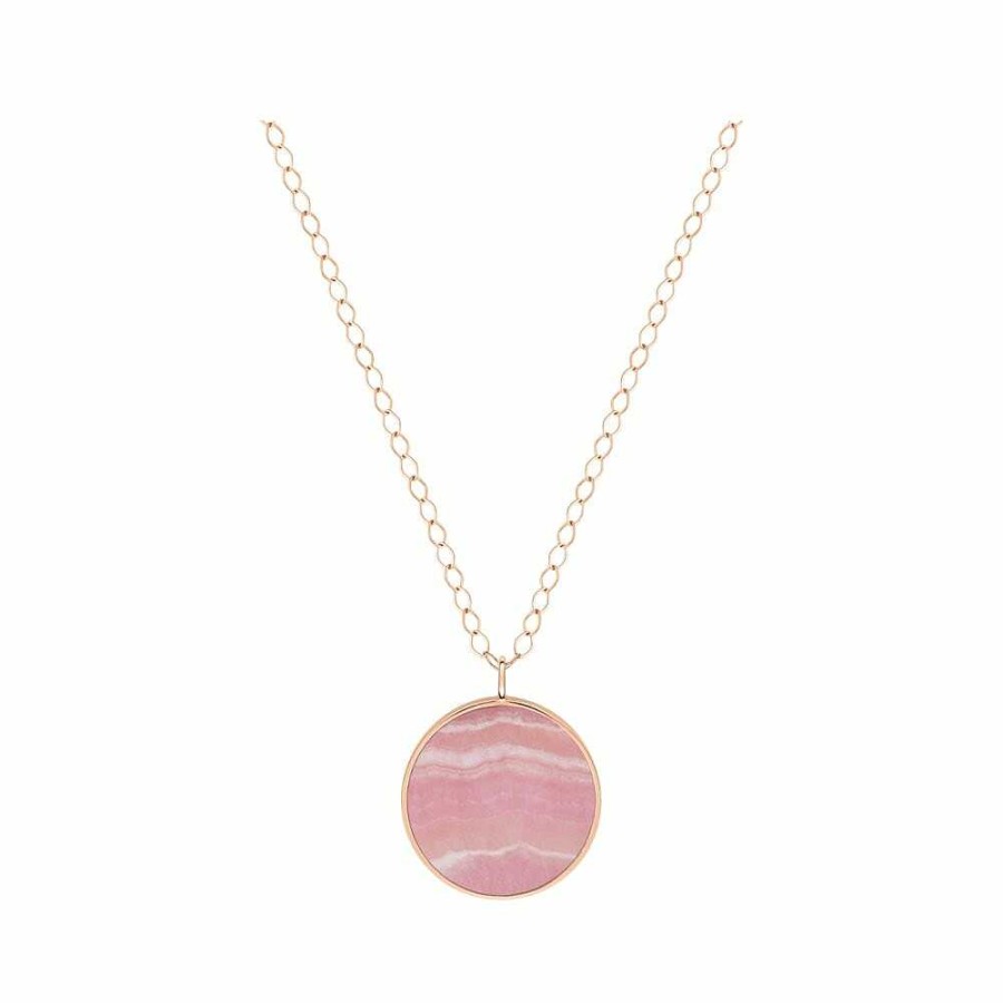 Colliers Ginette NY | Collier Ginette Ny Ever Jumbo Disc On Chain En Rhodocrosite Et Or Rose