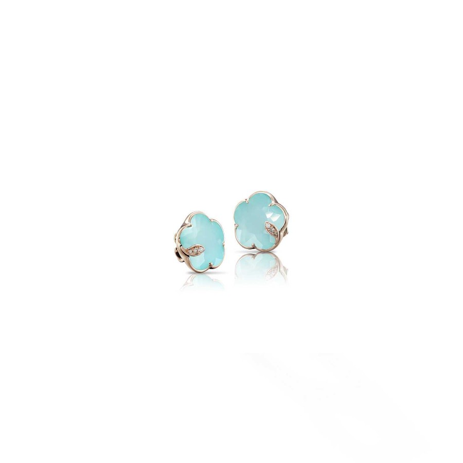 Boucles D'Oreilles Pasquale Bruni | Boucles D'Oreilles Pasquale Bruni Petit Joli En Or Rose, Diamants, Turquoise Et Pierre De Lune