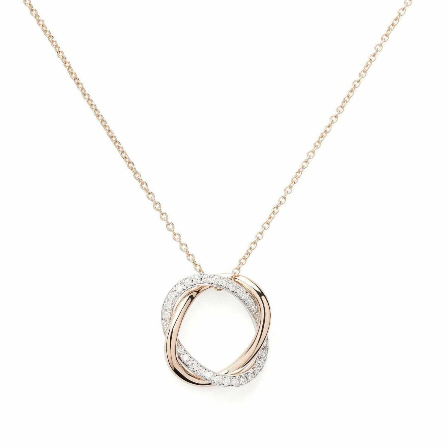 Colliers Poiray | Collier Poiray Tresse Petit Mod Le En Or Rose, Or Blanc Et Diamants