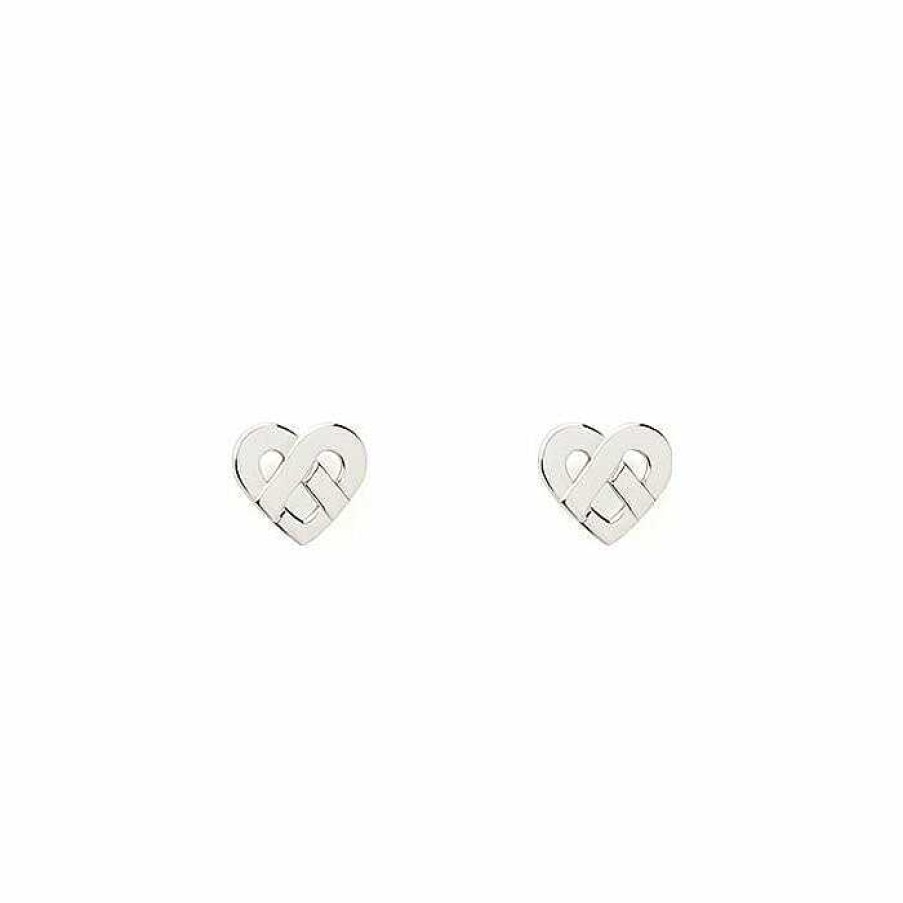 Boucles D'Oreilles Poiray | Boucles D'Oreilles Poiray Coeur Entrelac En Or Blanc