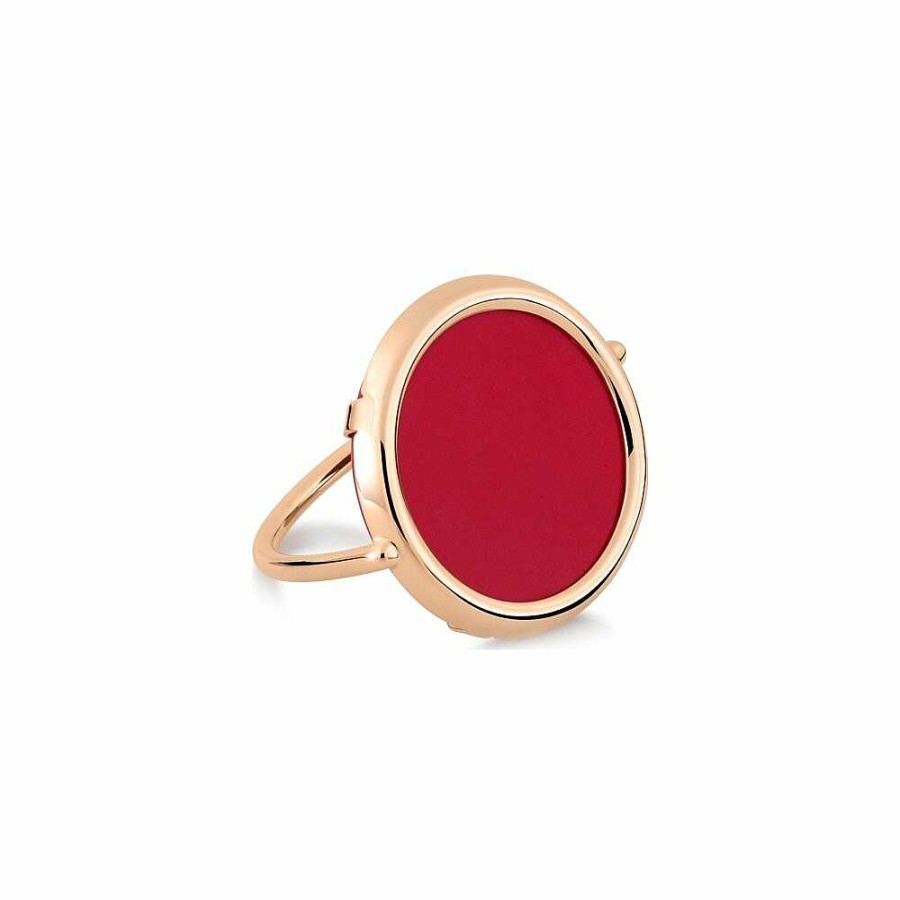 Bagues Ginette NY | Bague Ginette Ny Maria En Or Rose Et Corail Rouge