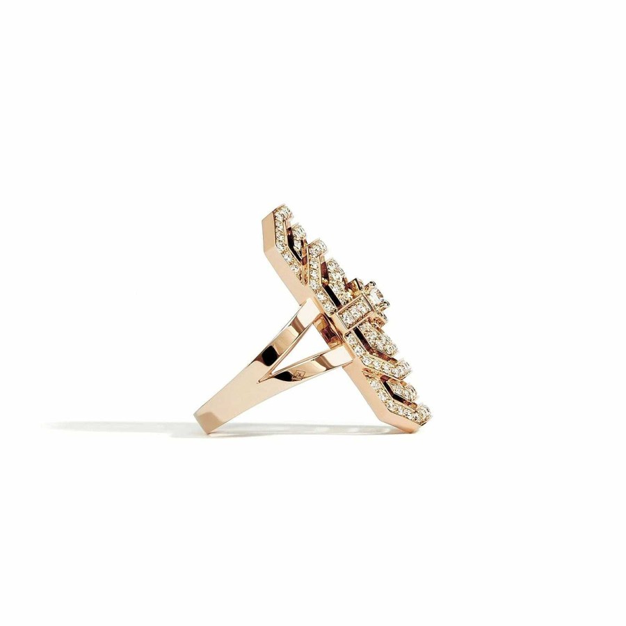 Bagues Statement | Bague Statement My Way En Or Rose Pav E De Diamants