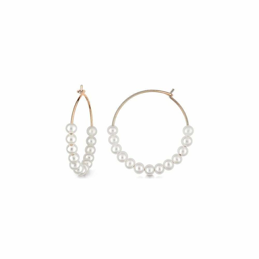 Boucles D'Oreilles Ginette NY | Boucles D'Oreilles Ginette Ny Maria En Or Rose Et Perles De Culture