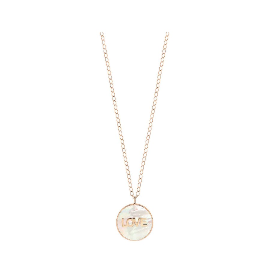 Colliers Ginette NY | Collier Ginette Ny Ever Disc Love En Or Rose Et Nacre Blanche