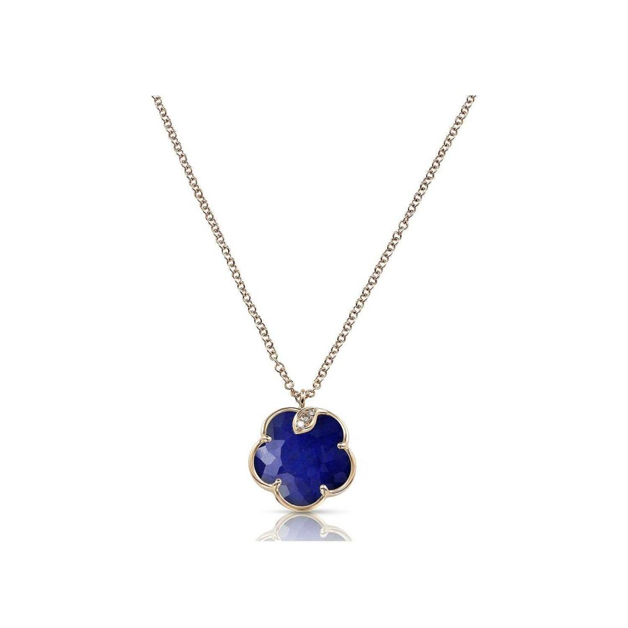 Colliers Pasquale Bruni | Collier Pasquale Bruni Petit Joli En Or Rose, Cristal De Roche, Lapis Lazuli Et Diamants