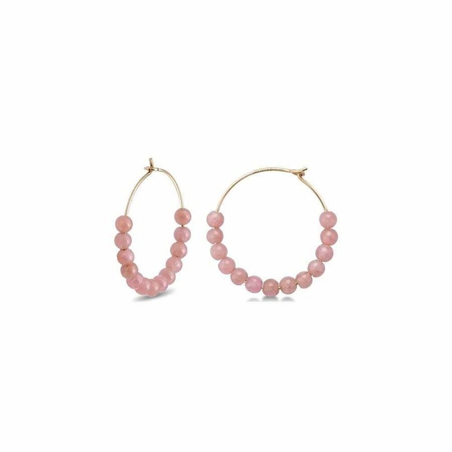 Boucles D'Oreilles Ginette NY | Boucles D'Oreilles Pendantes Ginette Ny Maria Hoops En Rhodocrosite Et Or Rose